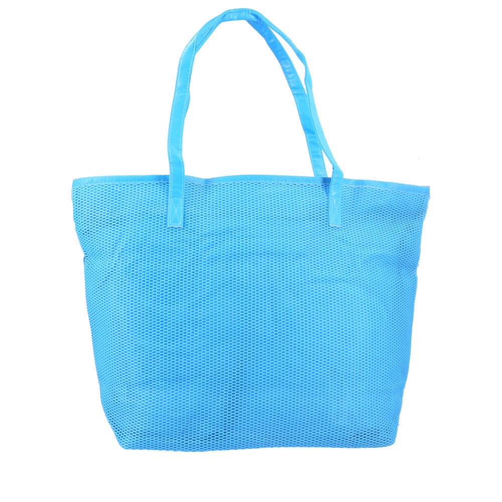Bolsa de Praia em Ráfia com Acompanhamento de Nécessaire Azul