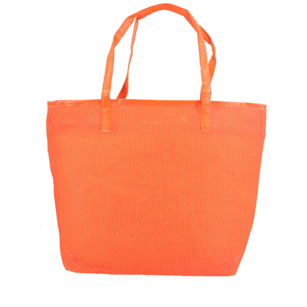 Bolsa de Praia em Ráfia com Acompanhamento de Nécessaire Laranja