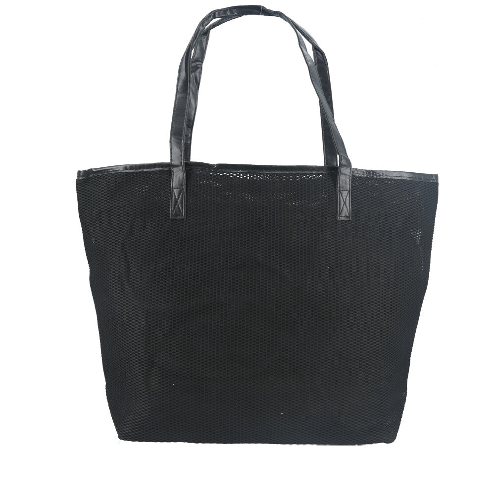 Bolsa de Praia em Ráfia com Acompanhamento de Nécessaire Preto