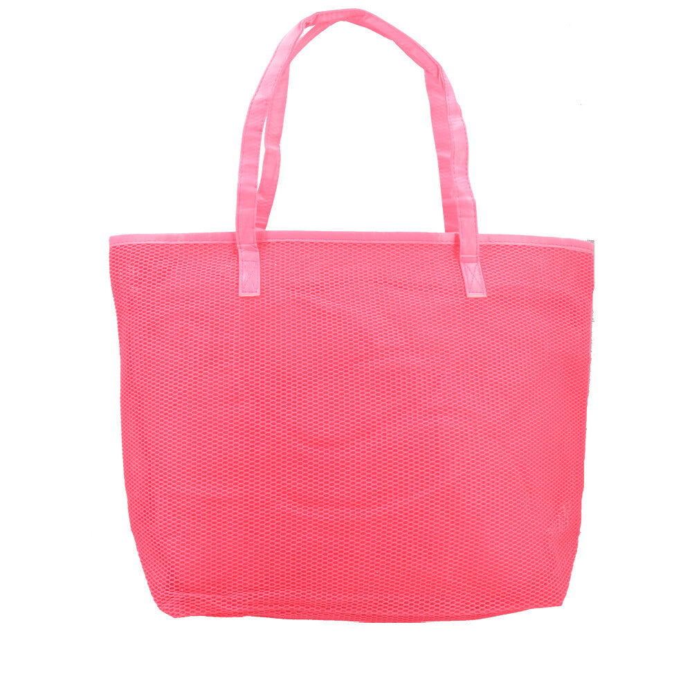 Bolsa de Praia em Ráfia com Acompanhamento de Nécessaire Rosa