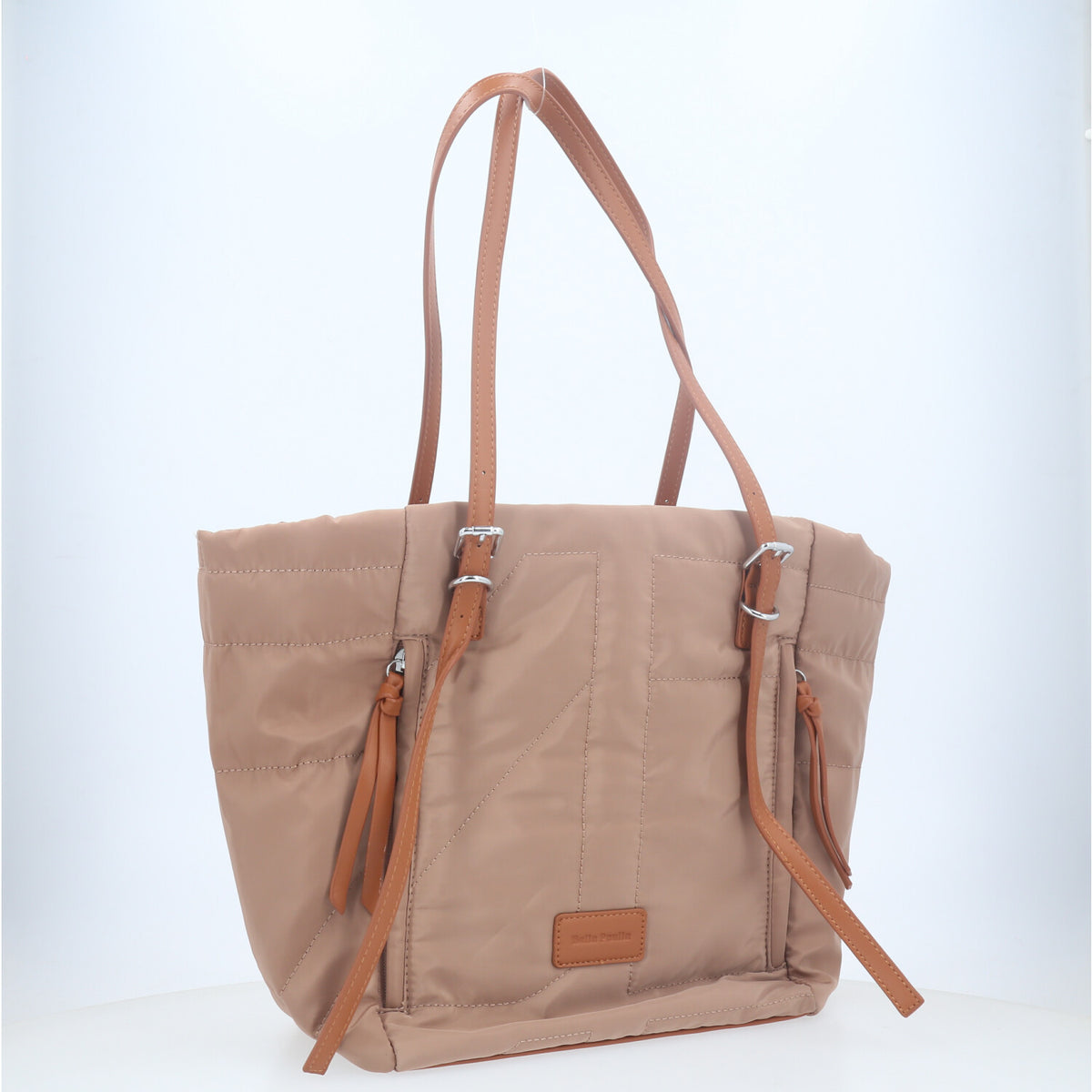 Bolsa Tote Bag Multifuncional em Nylon com Compartimentos Bege