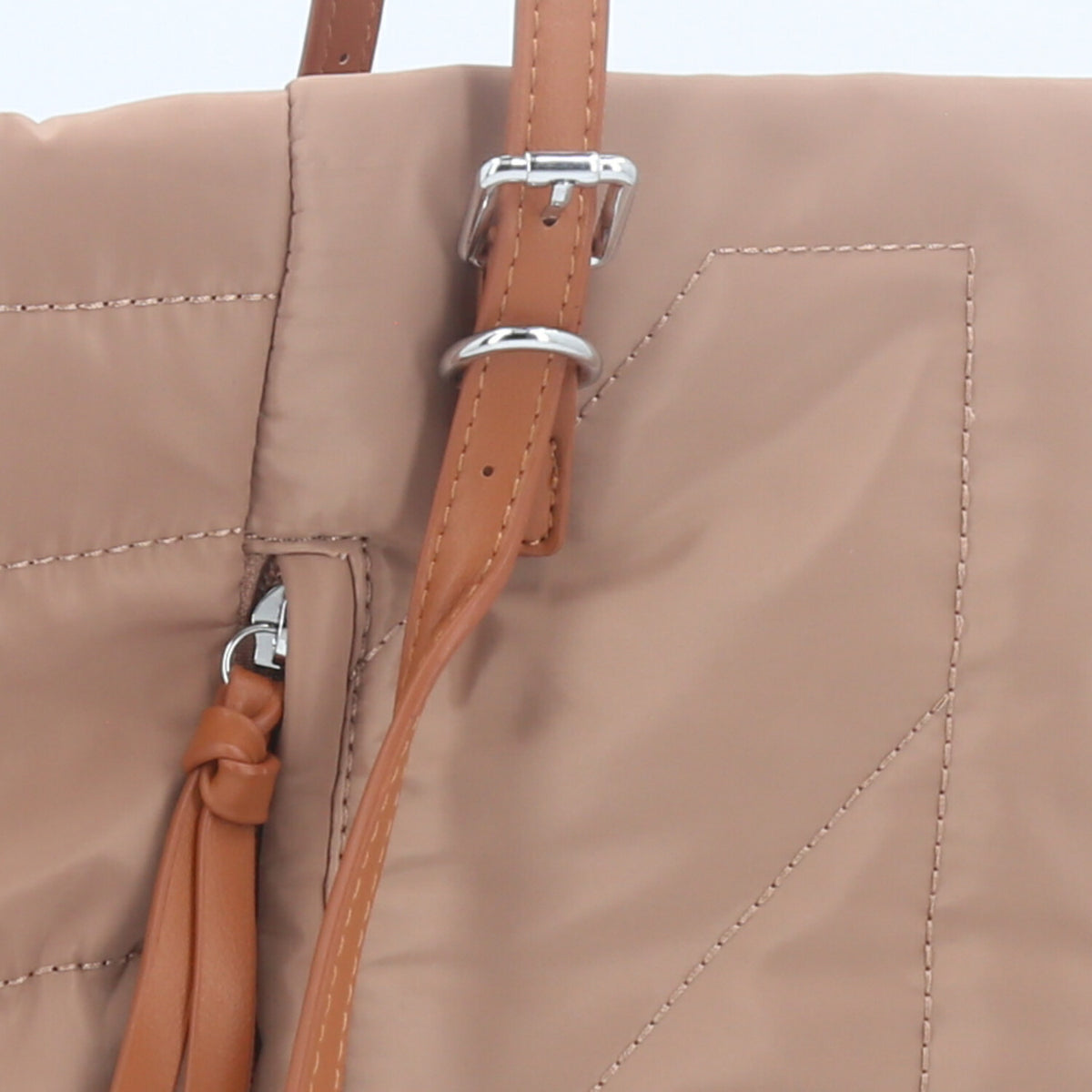Bolsa Tote Bag Multifuncional em Nylon com Compartimentos Bege