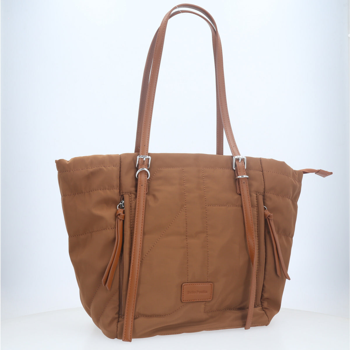 Bolsa Tote Bag Multifuncional em Nylon com Compartimentos Caramelo