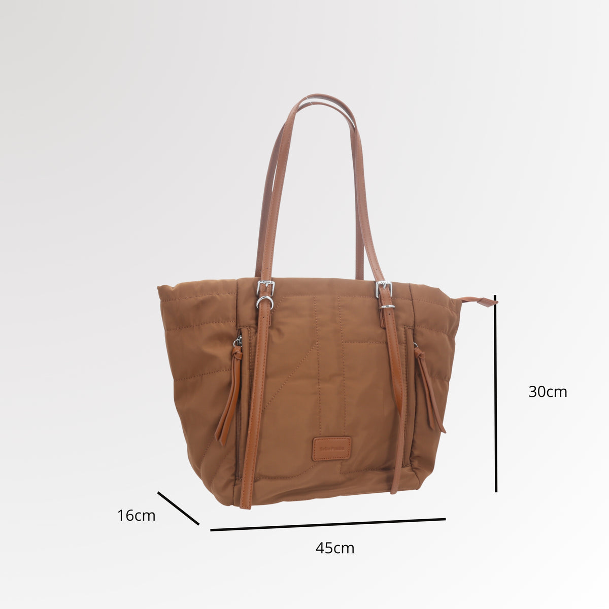 Bolsa Tote Bag Multifuncional em Nylon com Compartimentos Caramelo