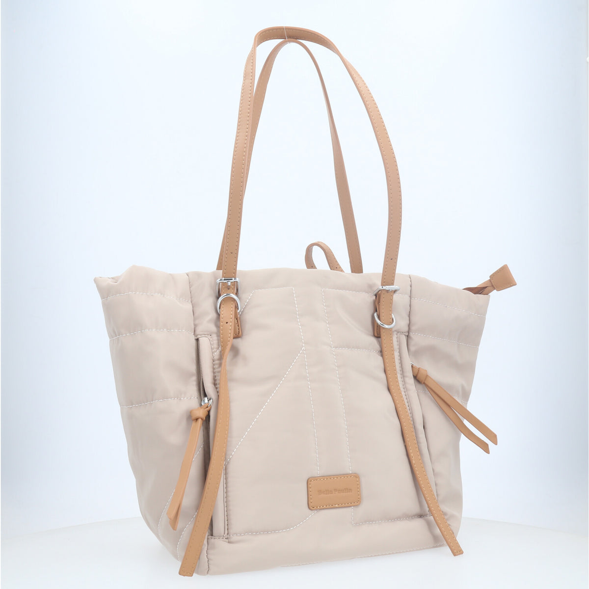 Bolsa Tote Bag Multifuncional em Nylon com Compartimentos Marfim