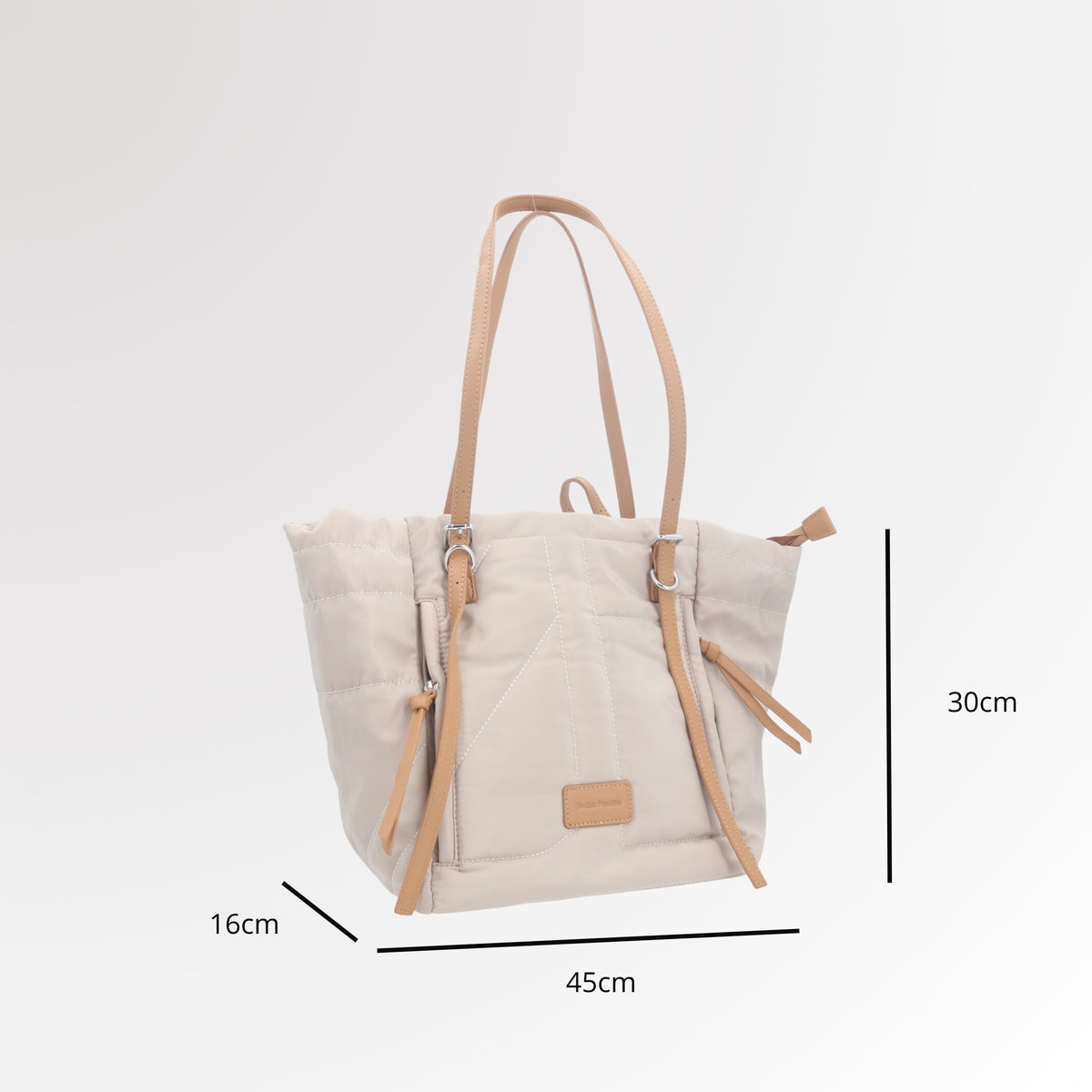 Bolsa Tote Bag Multifuncional em Nylon com Compartimentos Marfim