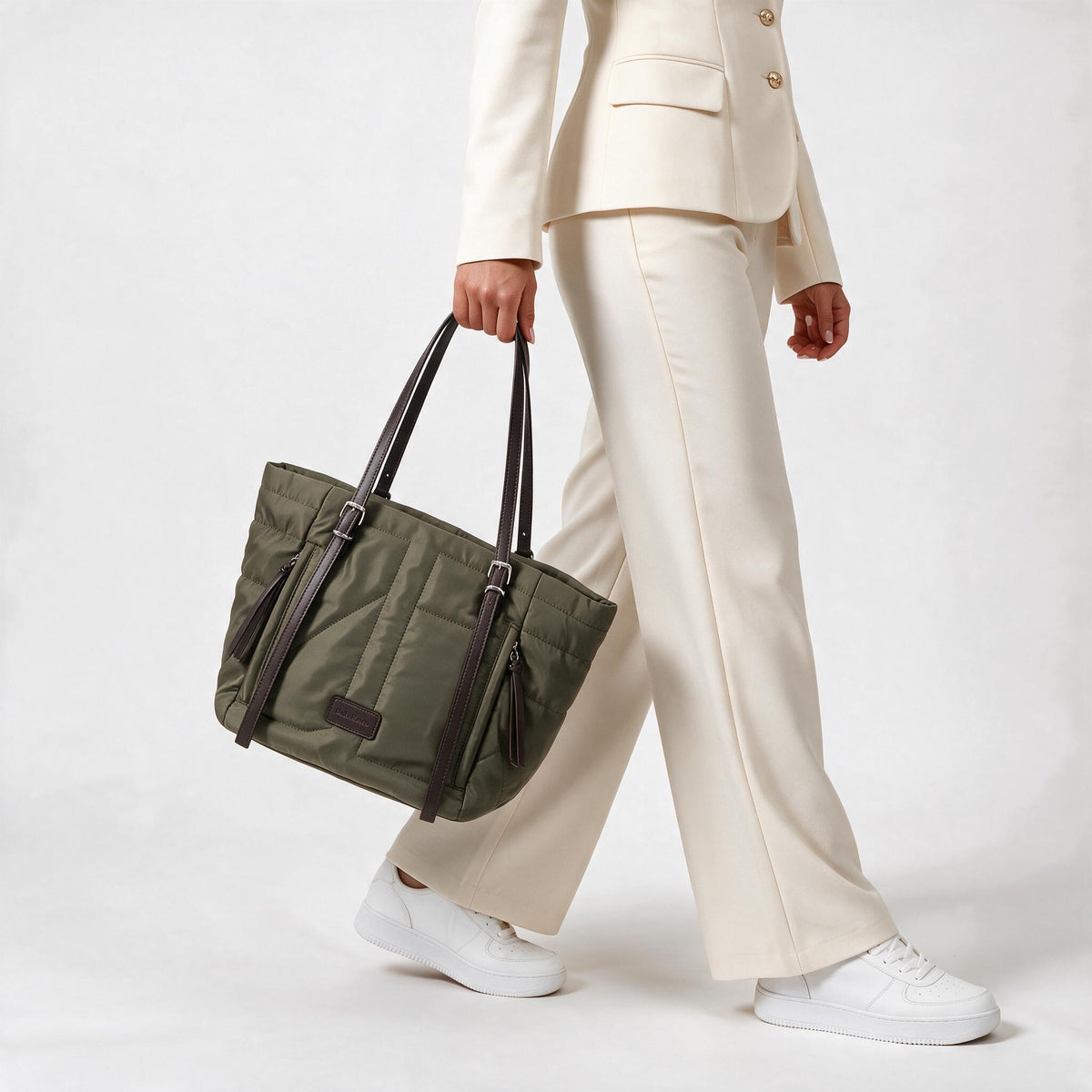 Bolsa Tote Bag Multifuncional em Nylon com Compartimentos Verde