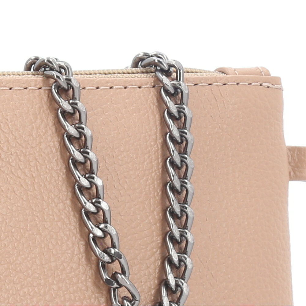 Bolsa de Couro com Alça de Corrente Bege
