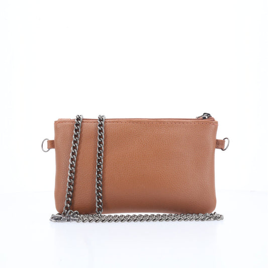 Bolsa de Couro com Alça de Corrente Caramelo