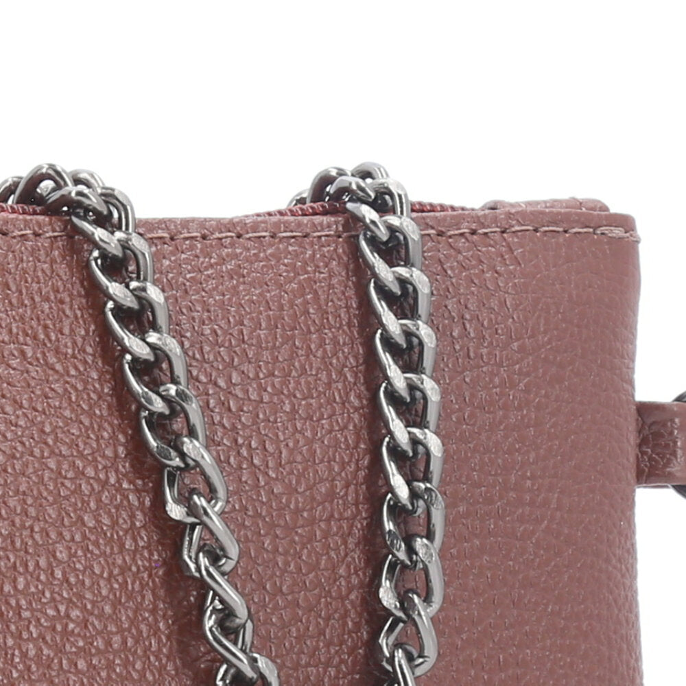 Bolsa de Couro com Alça de Corrente Marrom