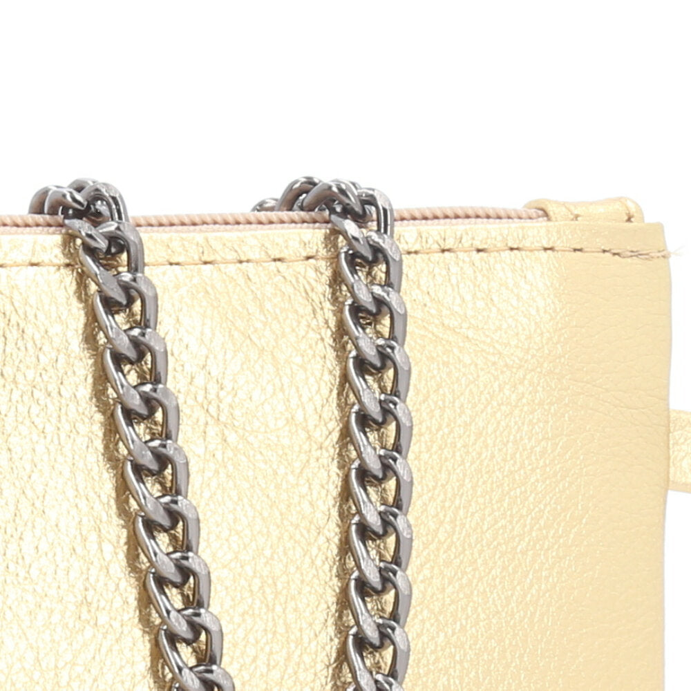 Bolsa de Couro com Alça de Corrente Ouro