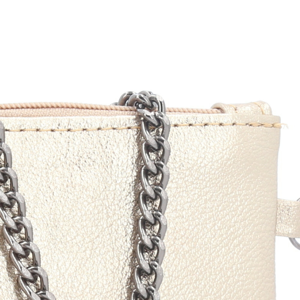Bolsa de Couro com Alça de Corrente Ouro claro
