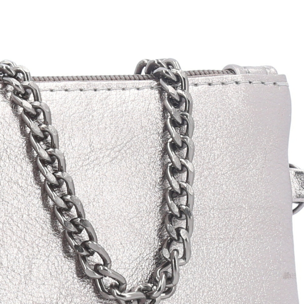 Bolsa de Couro com Alça de Corrente Prata velha