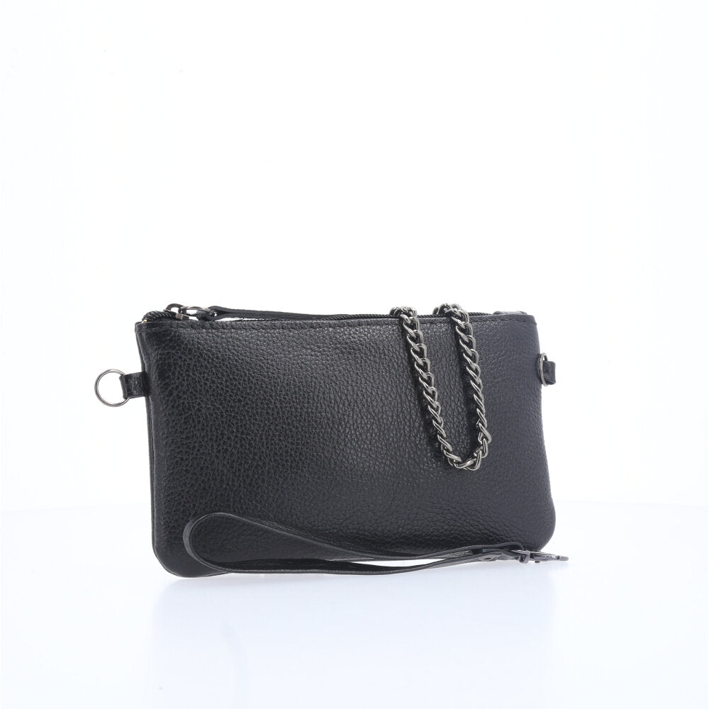 Bolsa de Couro com Alça de Corrente Preto