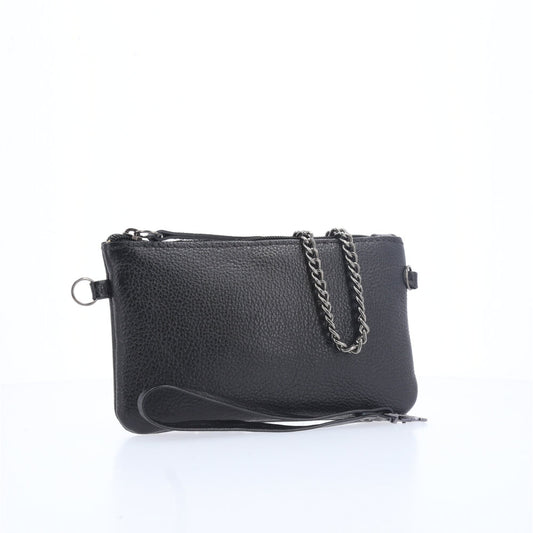 Bolsa de Couro com Alça de Corrente Preto