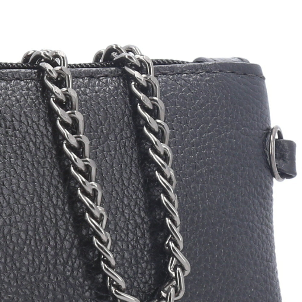 Bolsa de Couro com Alça de Corrente Preto