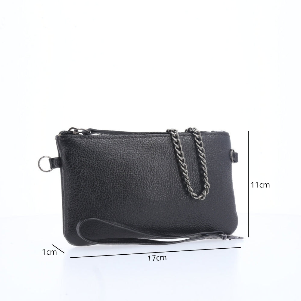 Bolsa de Couro com Alça de Corrente Preto