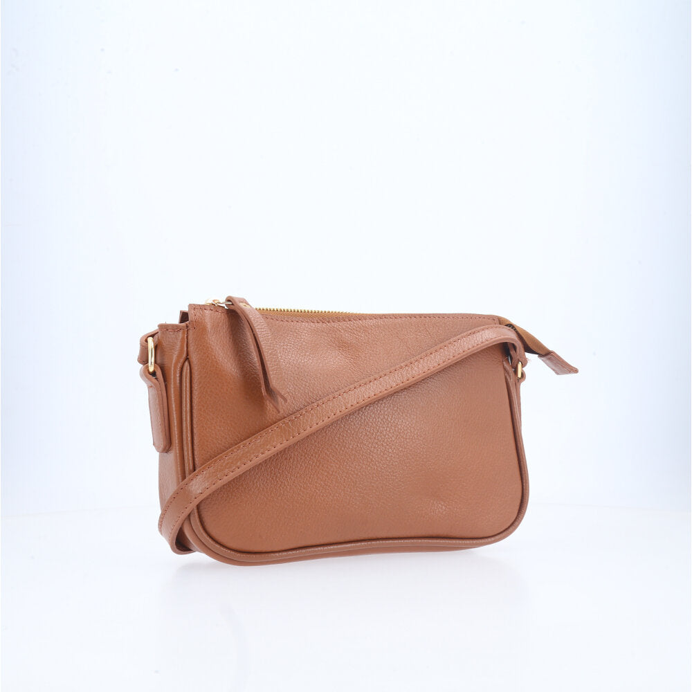 Bolsa Feminina Transversal em Couro Caramelo