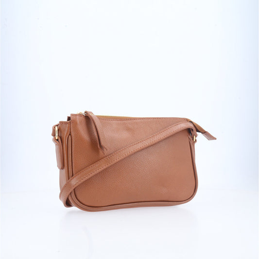 Bolsa Feminina Transversal em Couro Caramelo