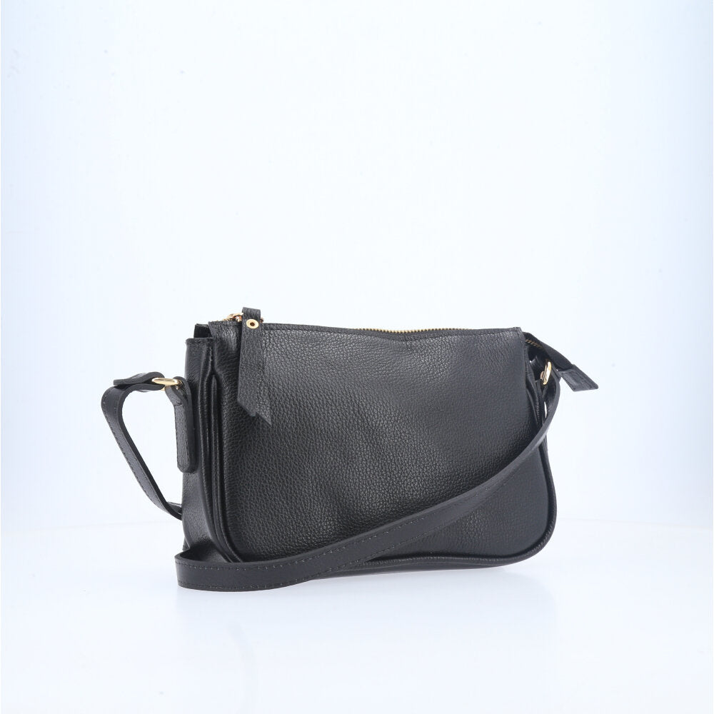 Bolsa Feminina Transversal em Couro Preto
