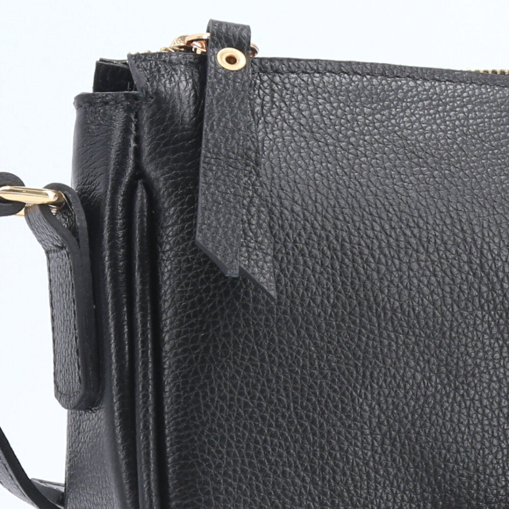 Bolsa Feminina Transversal em Couro Preto