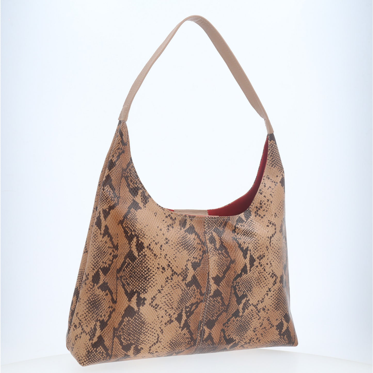 Bolsa Hobo em Couro Estilo Animal Print Bege