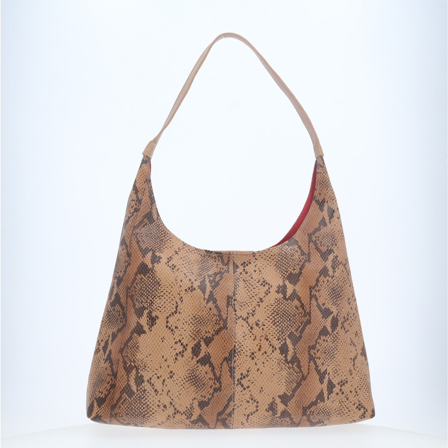 Bolsa Hobo em Couro Estilo Animal Print Bege