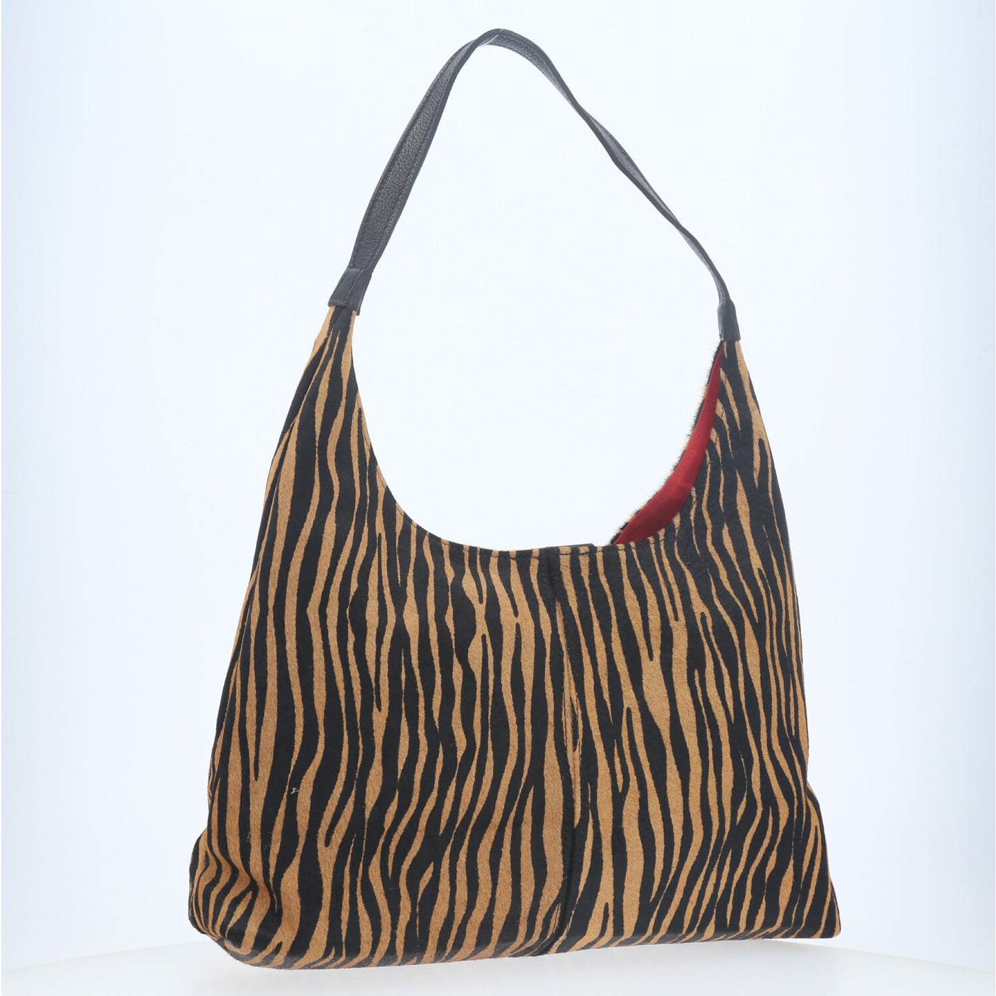 Bolsa Hobo em Couro Estilo Animal Print Bege escuro