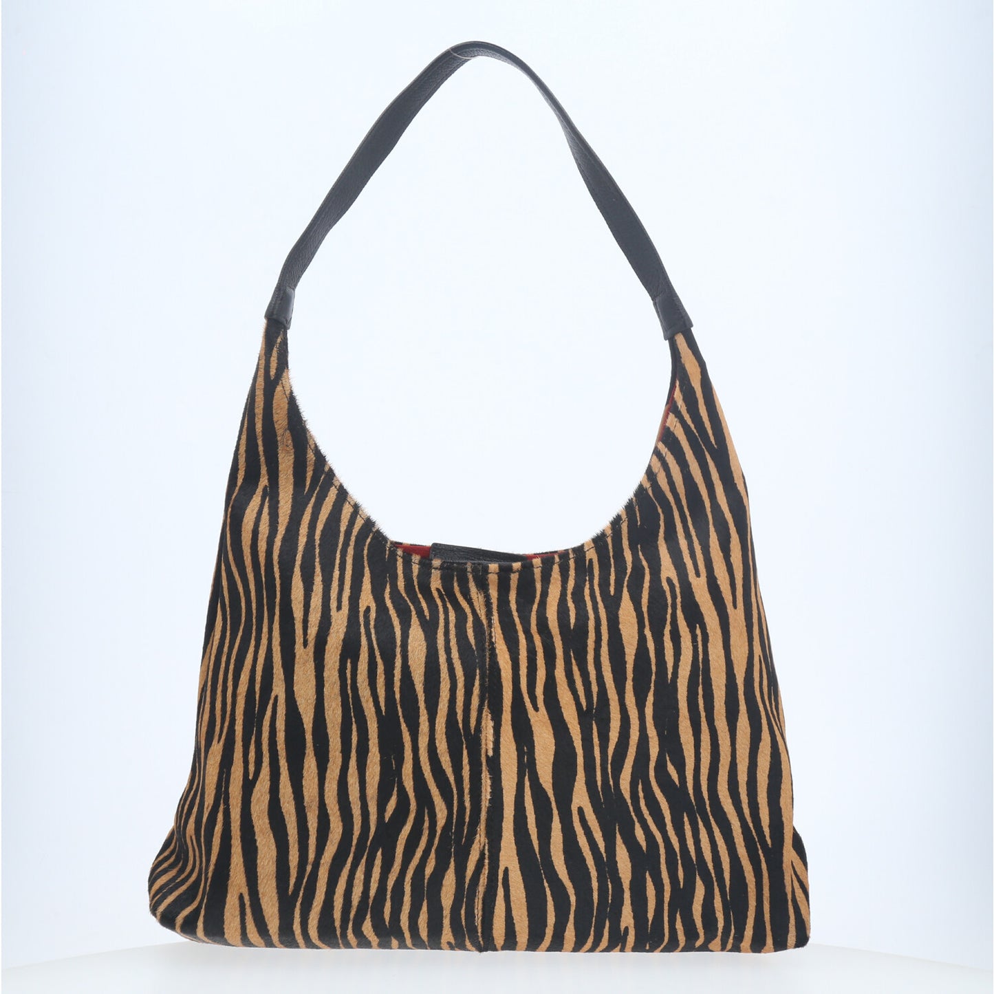 Bolsa Hobo em Couro Estilo Animal Print Bege escuro