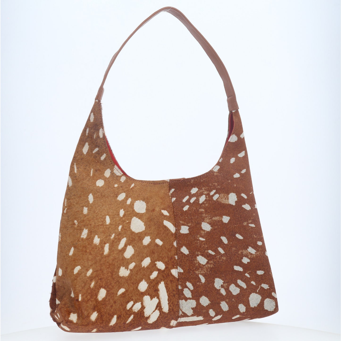 Bolsa Hobo em Couro Estilo Animal Print Marrom claro