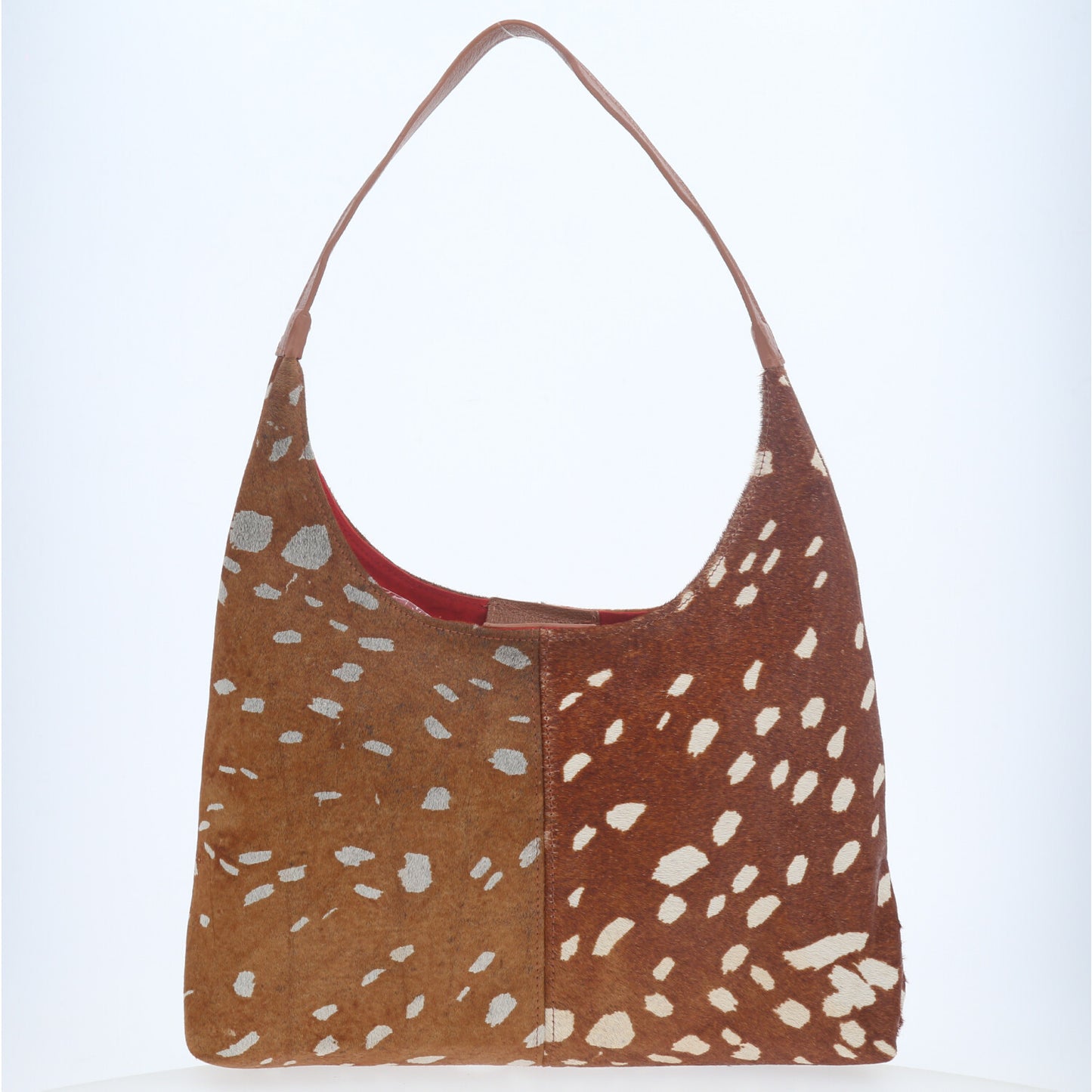 Bolsa Hobo em Couro Estilo Animal Print Marrom claro