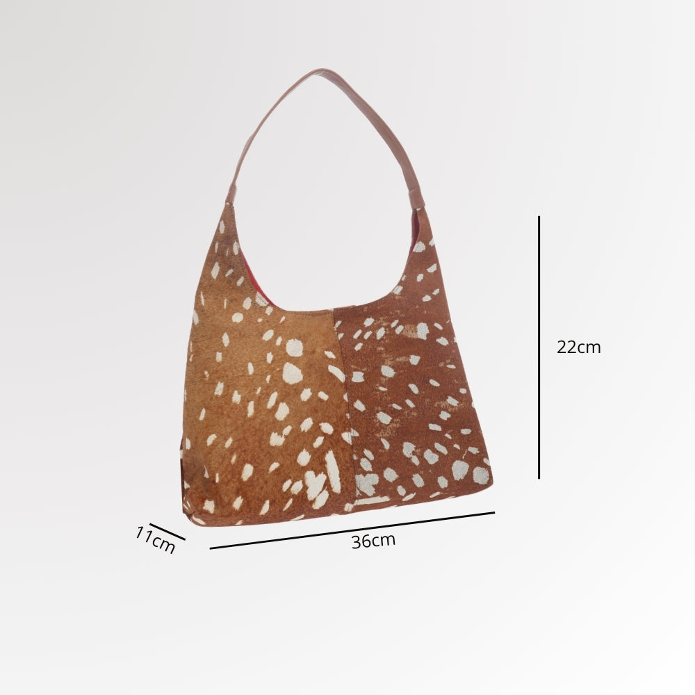 Bolsa Hobo em Couro Estilo Animal Print Marrom claro