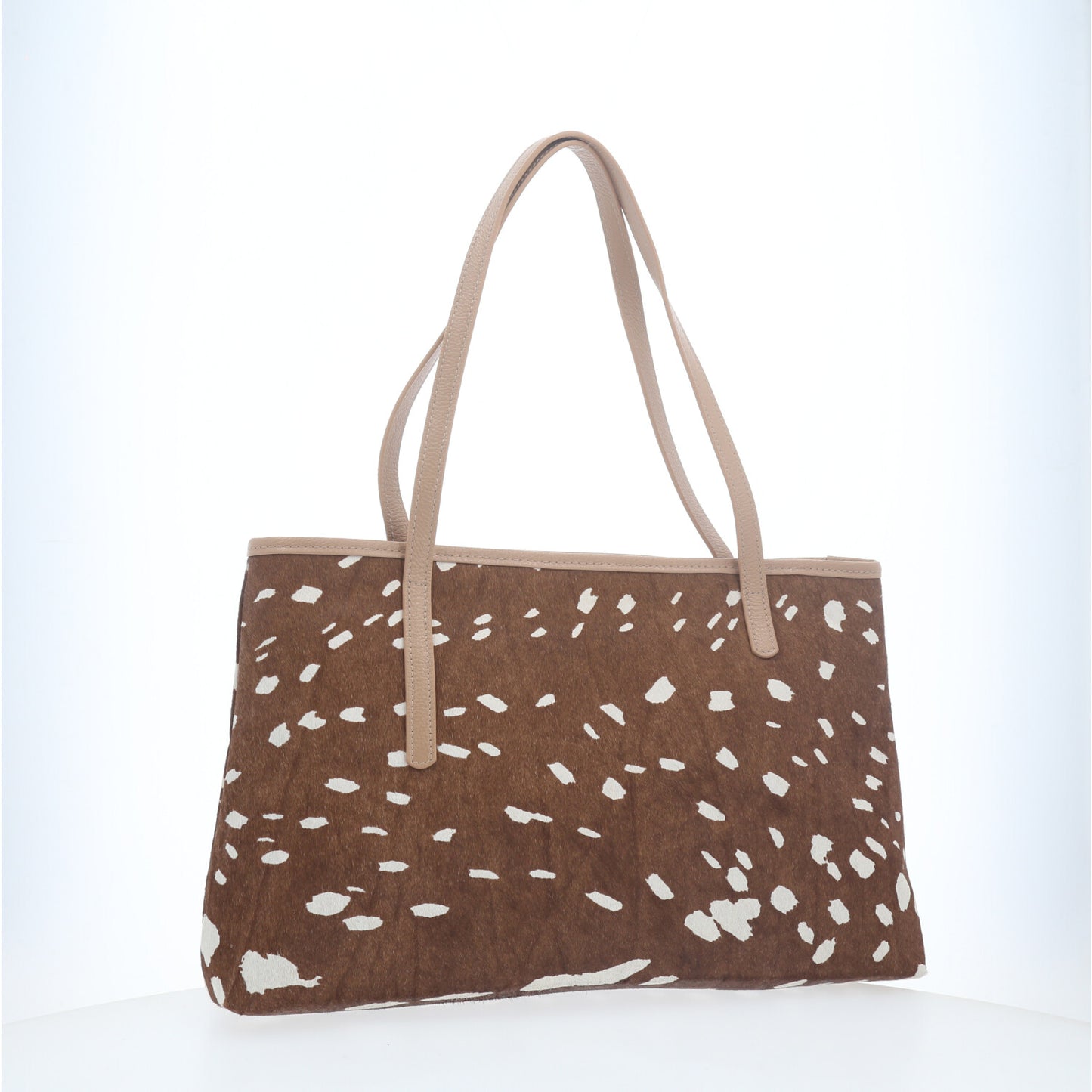 Bolsa de Ombro em Couro Estilo Animal Print Caqui