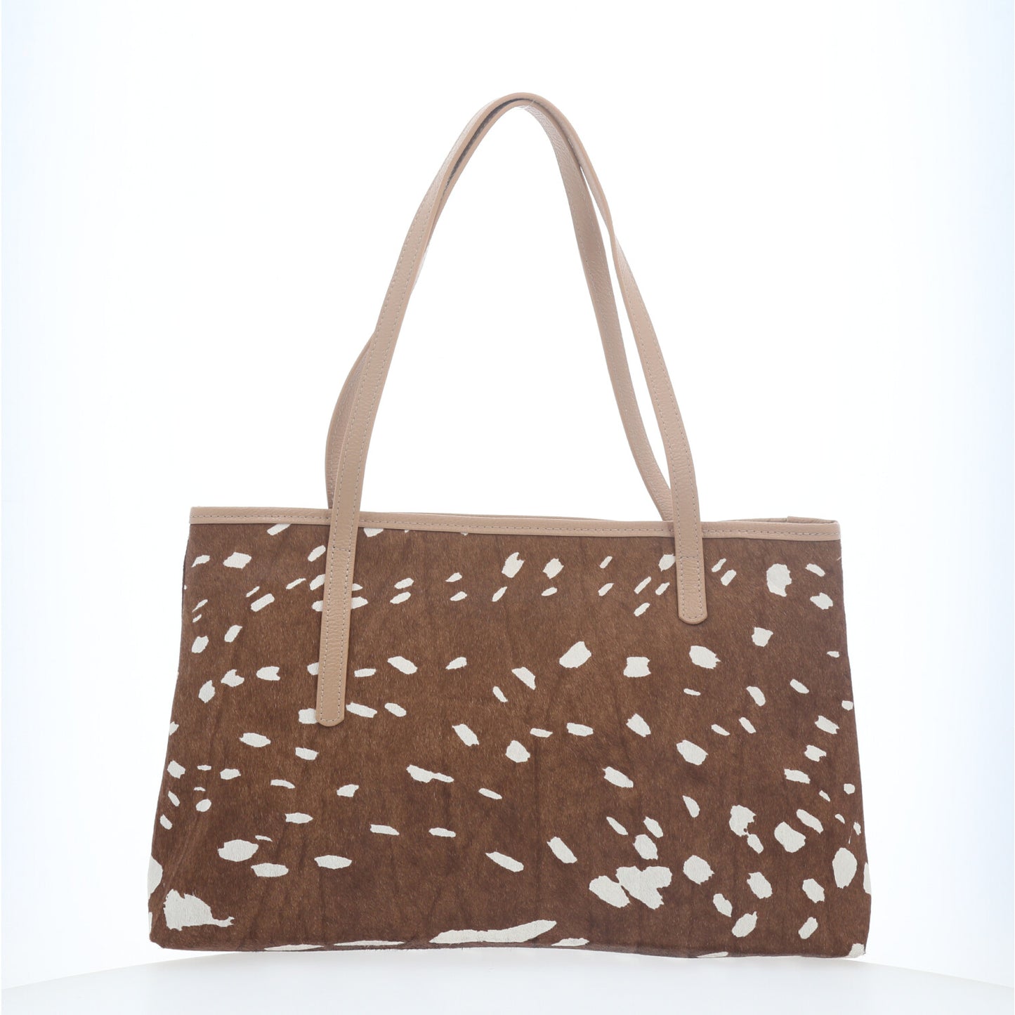 Bolsa de Ombro em Couro Estilo Animal Print Caqui