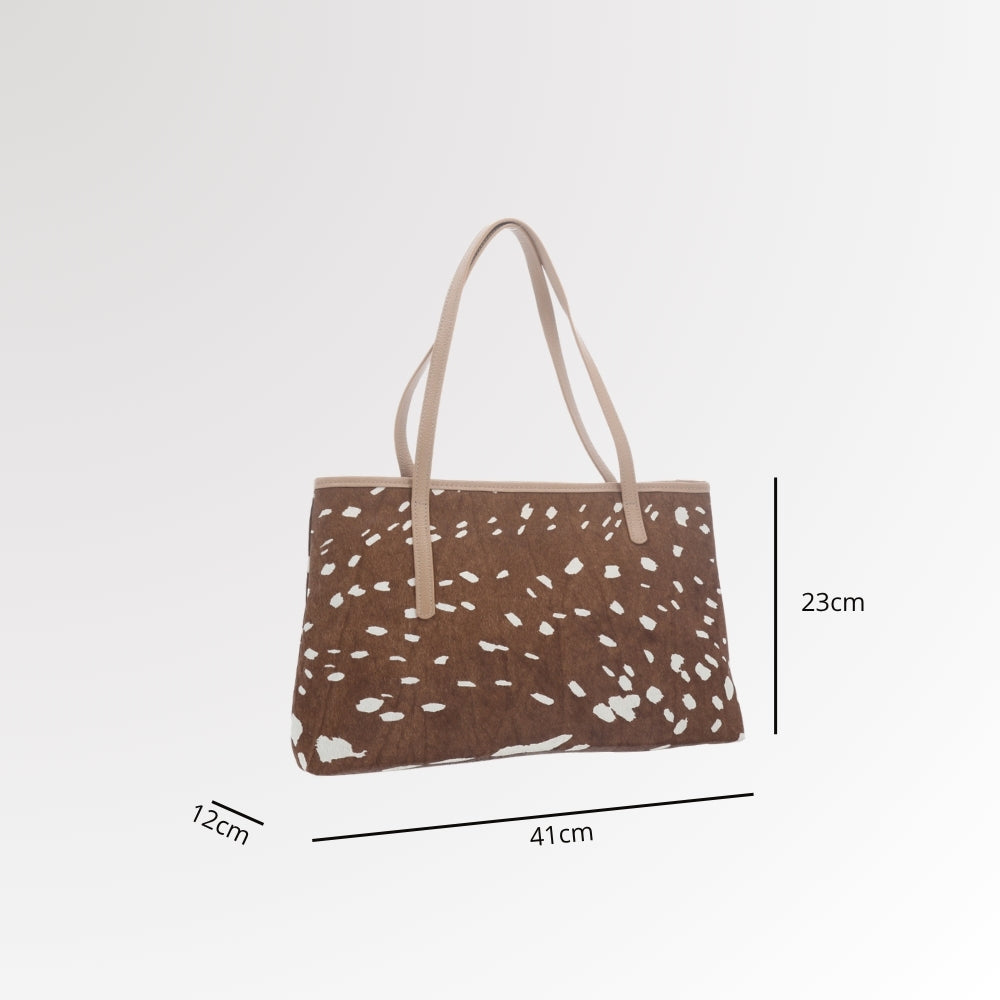 Bolsa de Ombro em Couro Estilo Animal Print Caqui