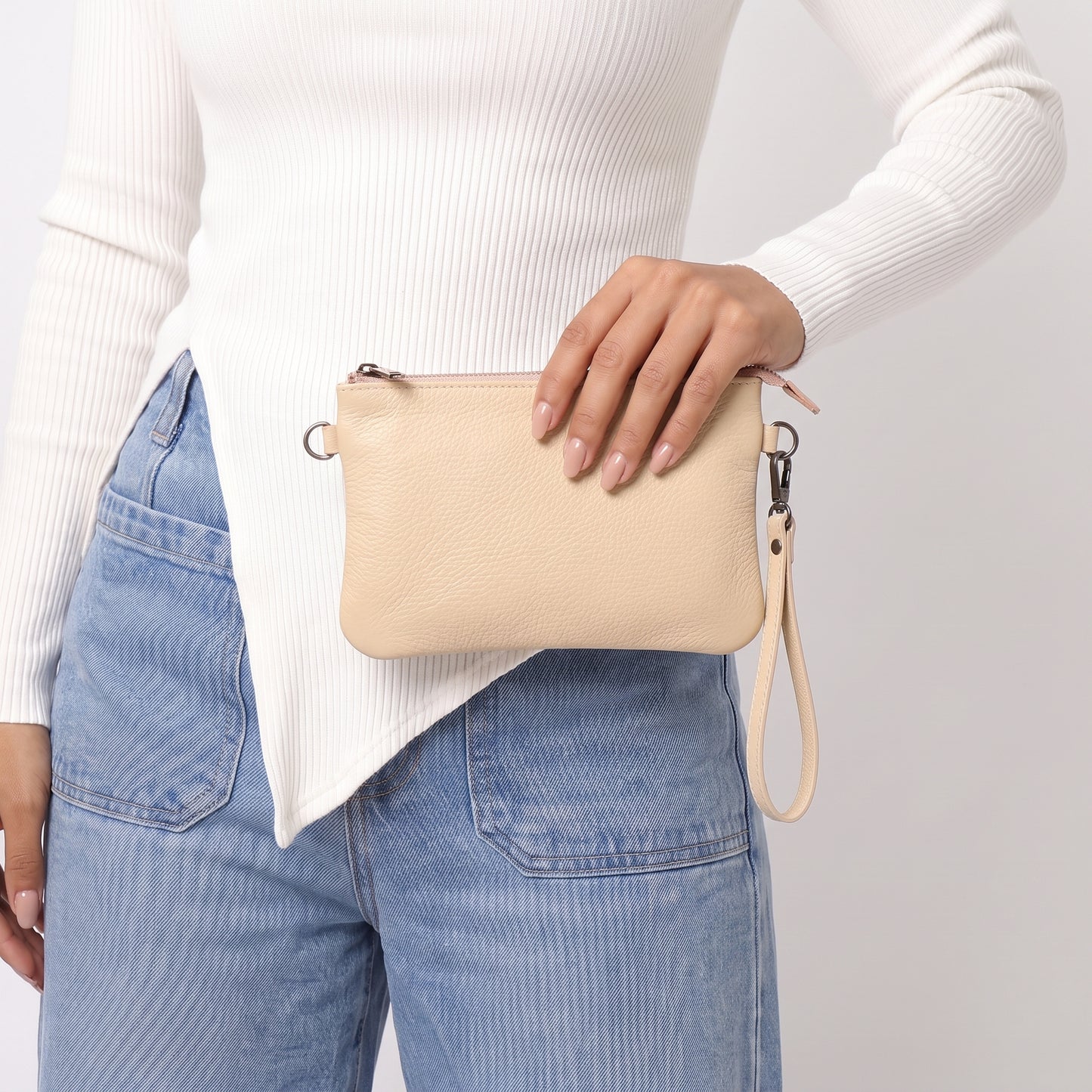 Bolsa Transversal em Couro que Converte em Carteira Amarelo