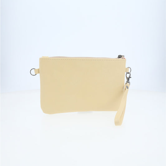 Bolsa Transversal em Couro que Converte em Carteira Amarelo