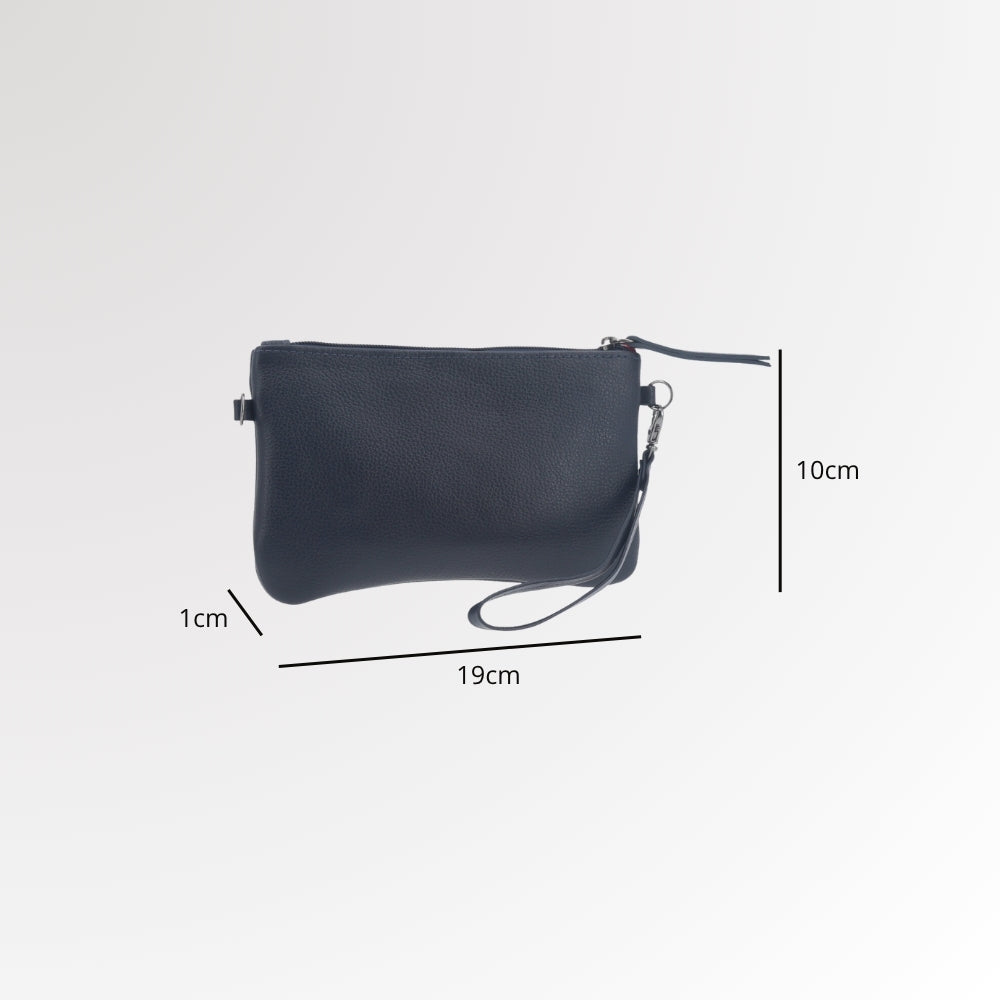 Bolsa Transversal em Couro que Converte em Carteira Azul escuro