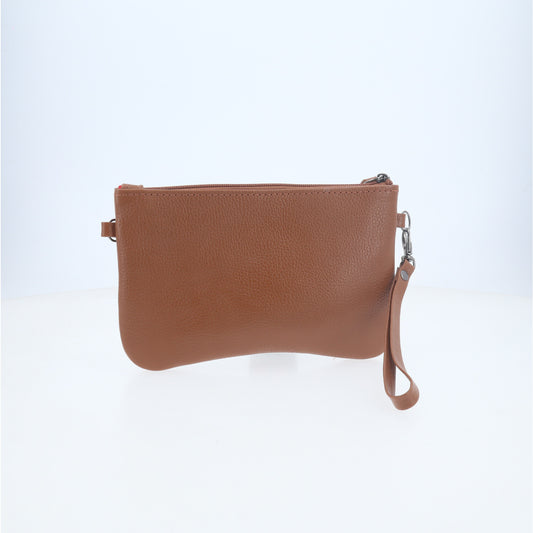 Bolsa Transversal em Couro que Converte em Carteira Caramelo