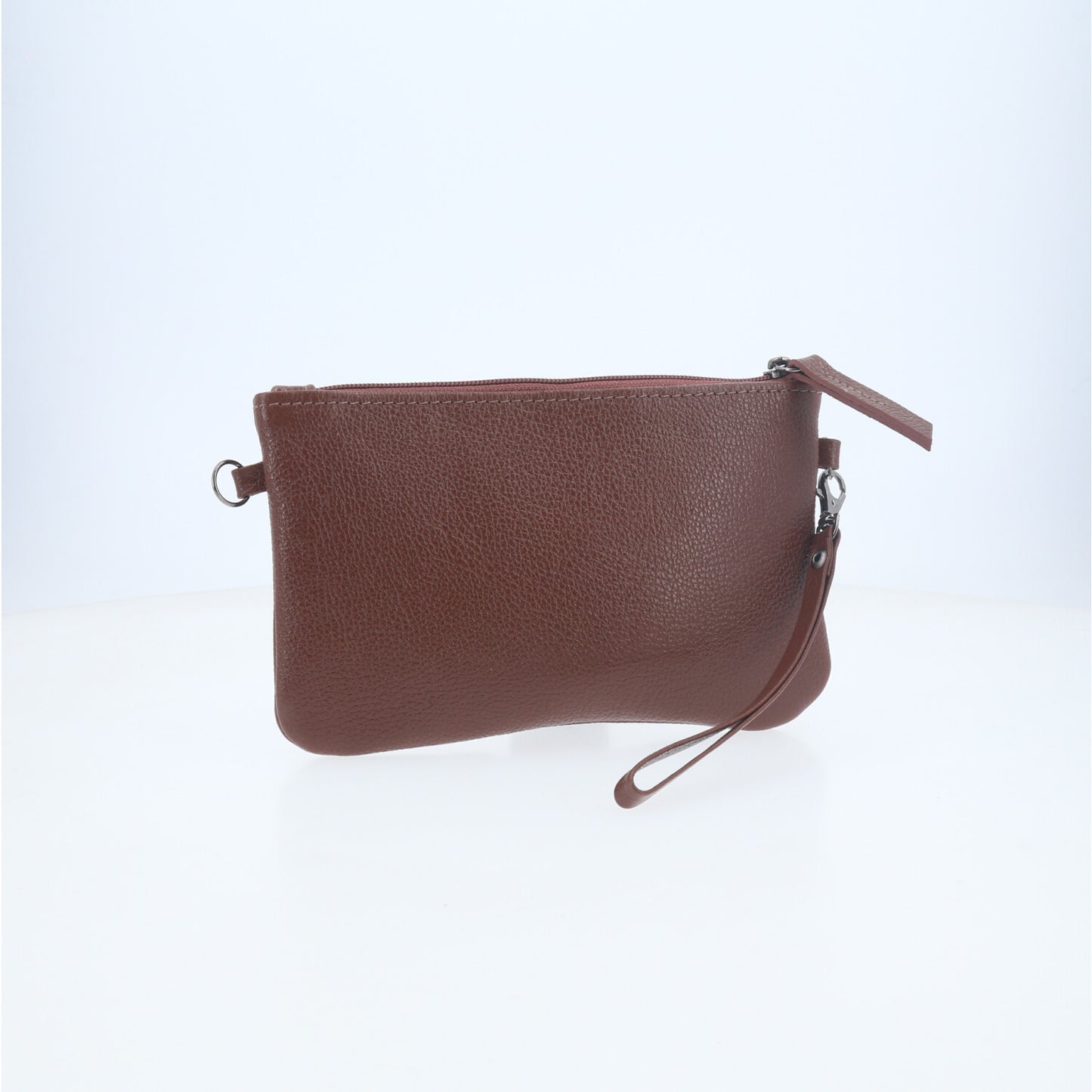 Bolsa Transversal em Couro que Converte em Carteira Marrom