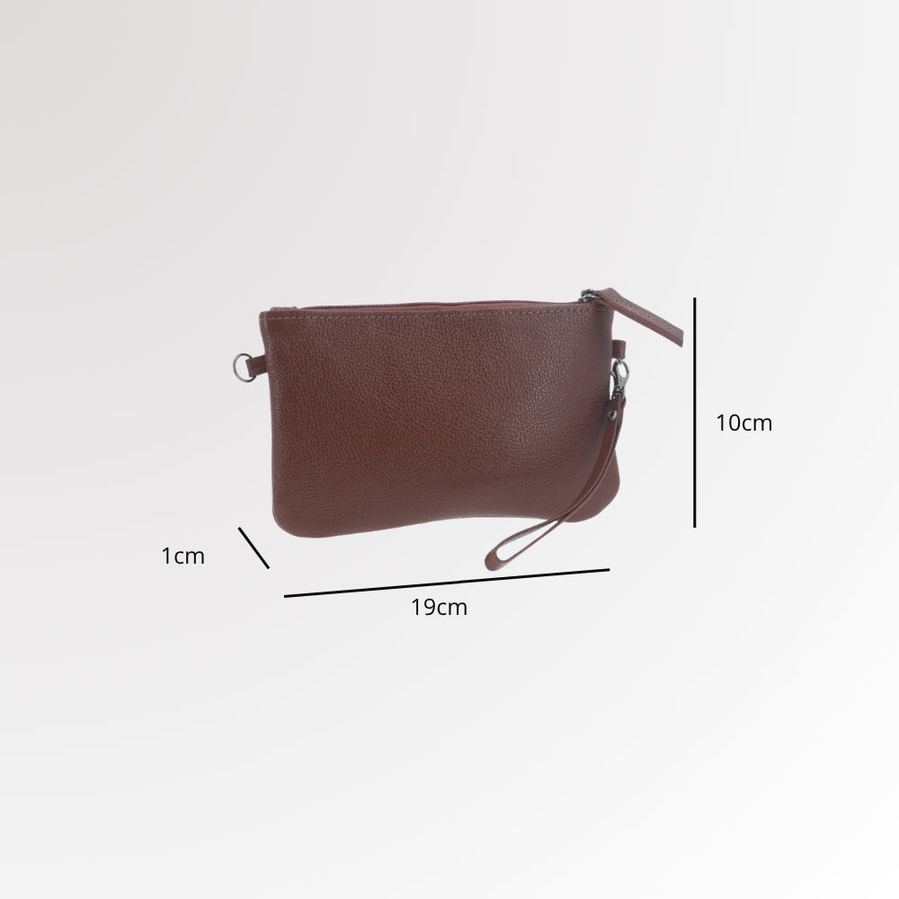 Bolsa Transversal em Couro que Converte em Carteira Marrom