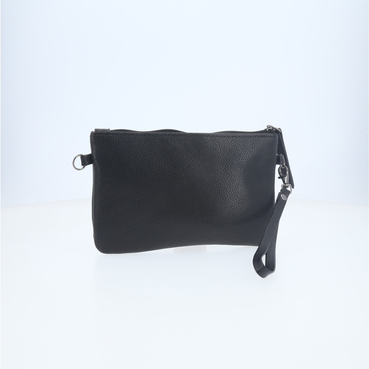 Bolsa Transversal em Couro que Converte em Carteira Preto