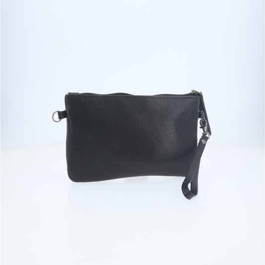 Bolsa Transversal em Couro que Converte em Carteira Preto