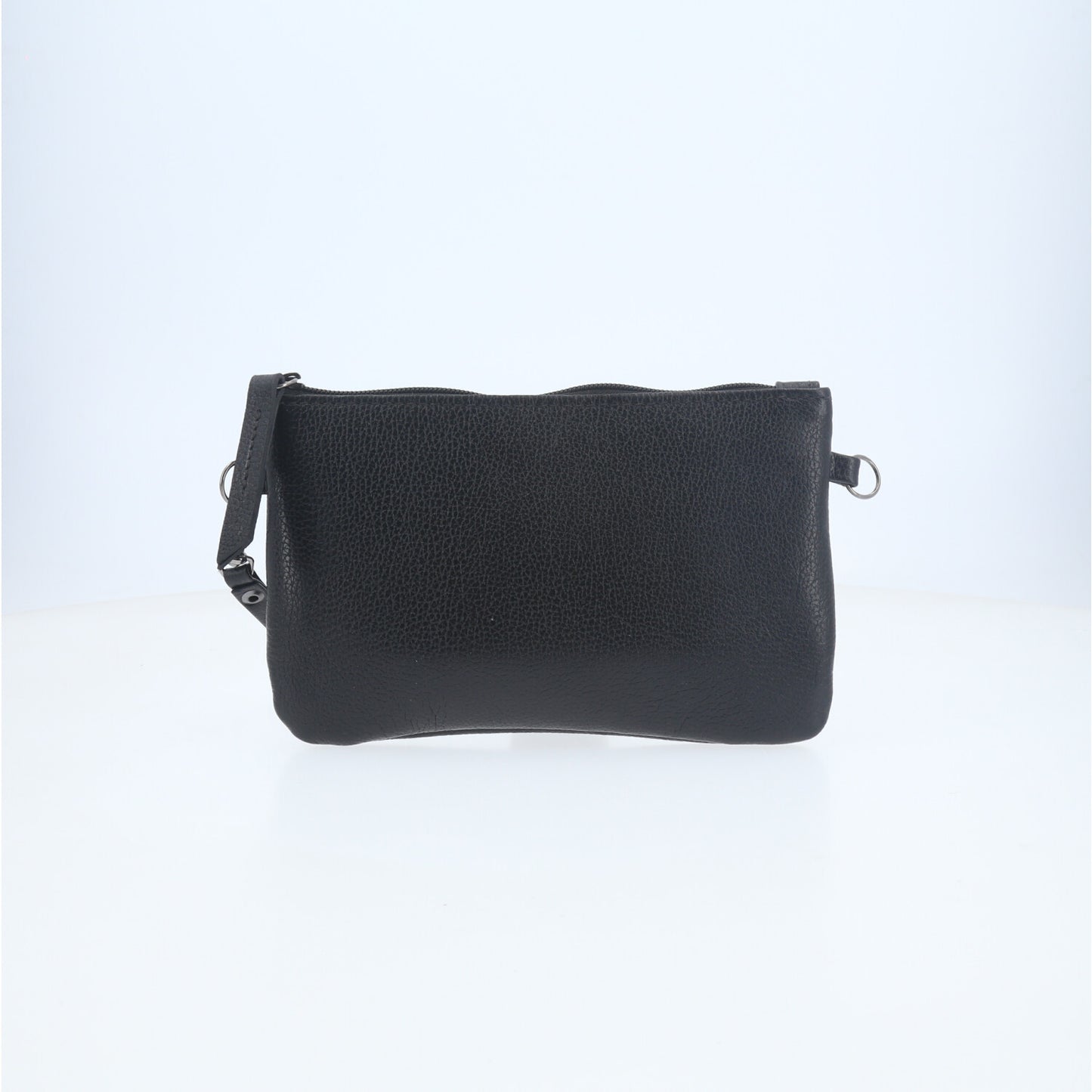 Bolsa Transversal em Couro que Converte em Carteira Preto