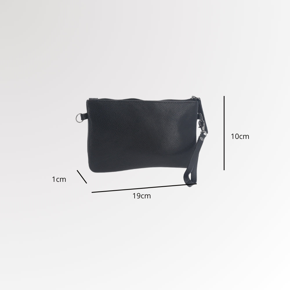 Bolsa Transversal em Couro que Converte em Carteira Preto