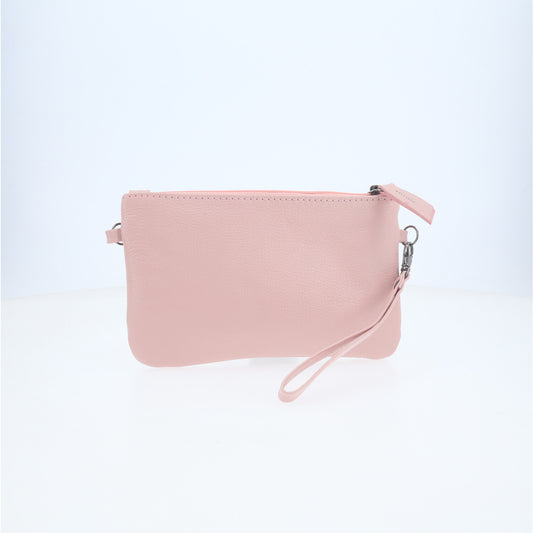 Bolsa Transversal em Couro que Converte em Carteira Rosa claro
