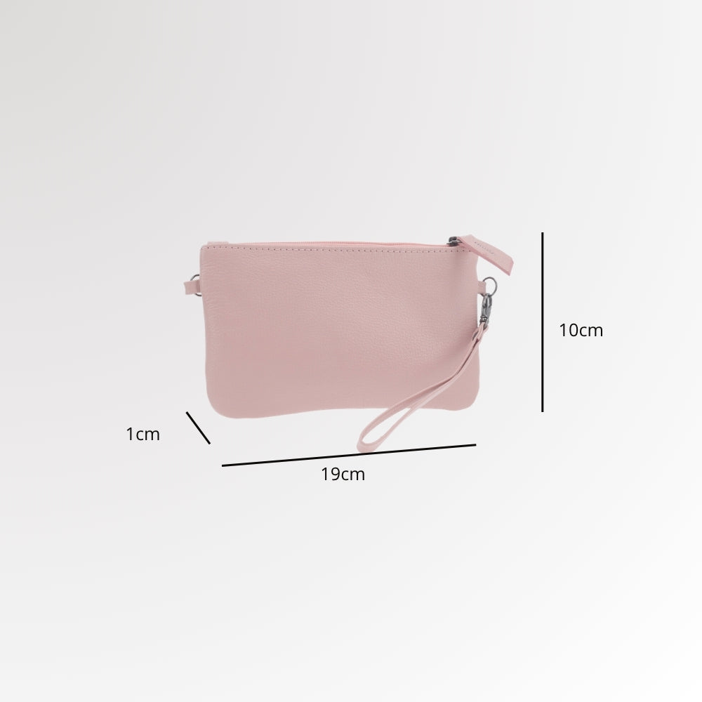 Bolsa Transversal em Couro que Converte em Carteira Rosa claro