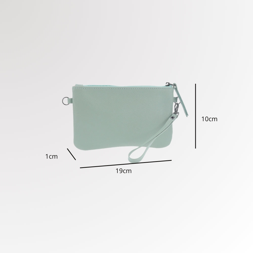Bolsa Transversal em Couro que Converte em Carteira Verde claro
