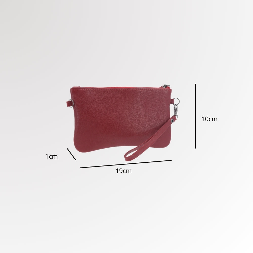 Bolsa Transversal em Couro que Converte em Carteira Vermelho