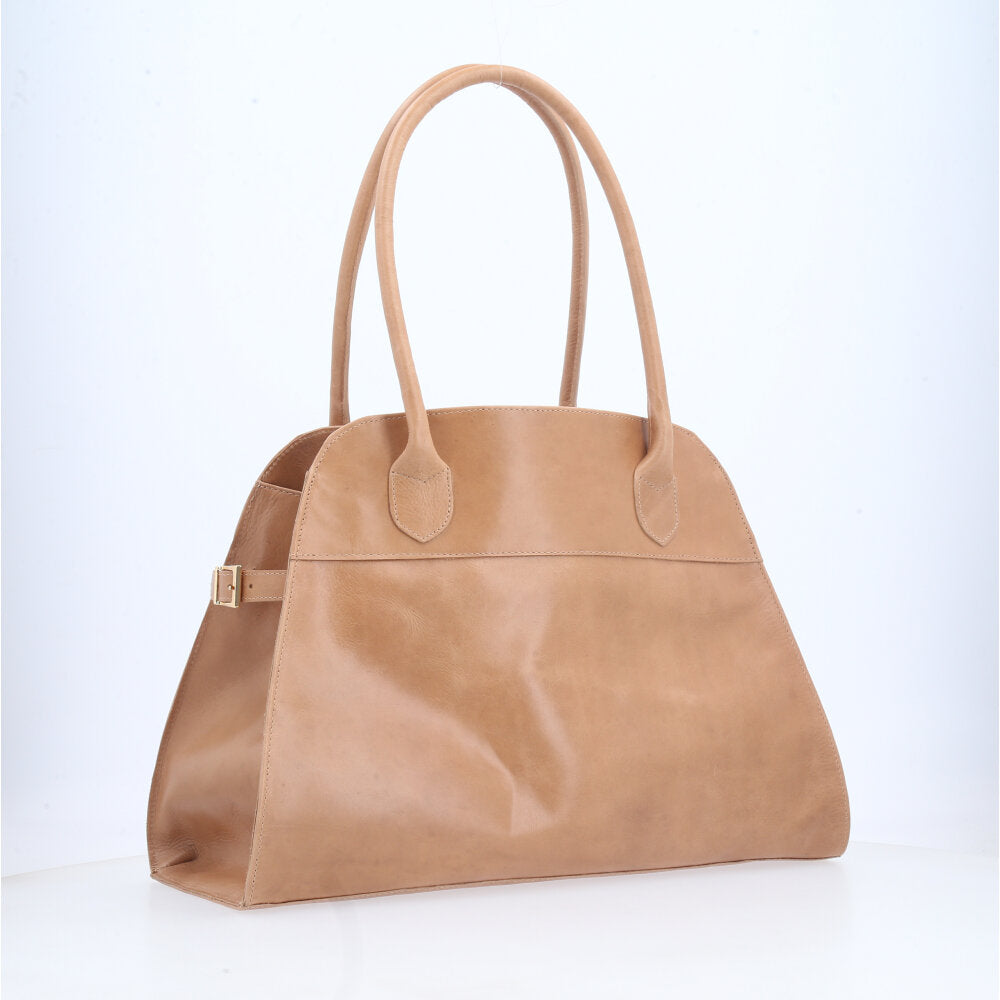 Bolsa Feminina de Couro Elegante com Alça de Ombro Bege